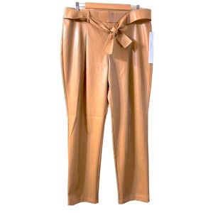 Brand new Carole Wren Tan Faux Leather Pants with Belt